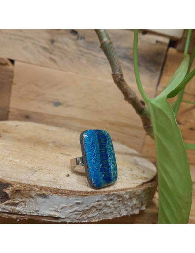 Bague en bois - BLEU - BABL01 - C'EST DANS L'AME - Sur le trottoir d'en face