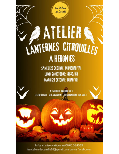 ATELIER LANTERNE CITROUILLE/ MARDI 29 OCT/HERGNIES 16H