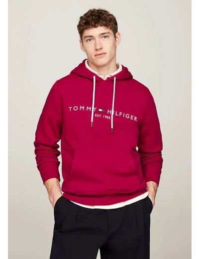 Sweat à capuche Tommy Hilfiger bordeaux en coton bio