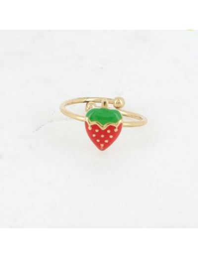 Bague enfant fraise émaillée