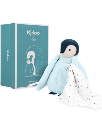 Complices – Peluche à Bisous – Bleu – avec Mouchoir Mousseline de Coton