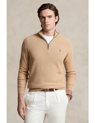 Pull demi zip Ralph Lauren marron