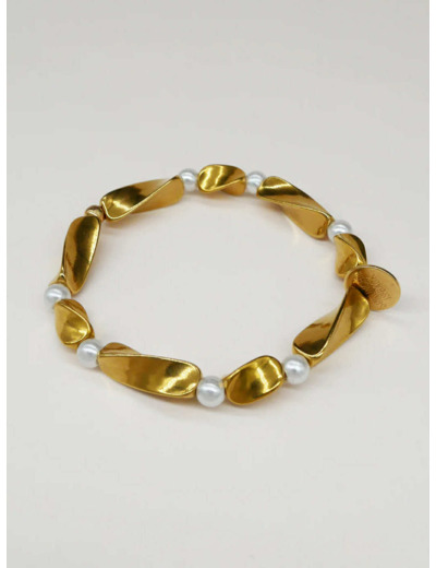 Bichou perles dorées et nacrées torsades