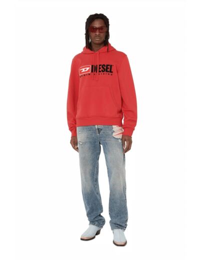 Sweat à capuche à imprimé logo Diesel rouge