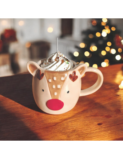 Bougie Mug de Noël - Cerf - Brownie Chocolat