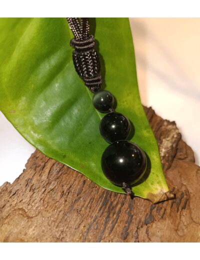 Collier TRIO DE PERLE - OBSIDIENNE NOIRE- LITHOSPHERE FRANCE - Sur le trottoir d'en face