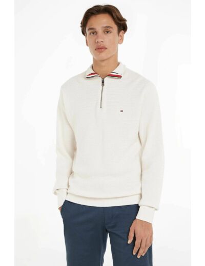 Pull demi-zip Tommy Hilfiger blanc