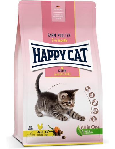 Happy Cat Young Kitten Land 70535 Nourriture sèche pour chat à partir de 5 semaines de vie 1,3 kg