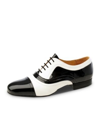 La plata - Chaussures noires et blanches pour homme et laçage 5 trous - Nueva Epoca