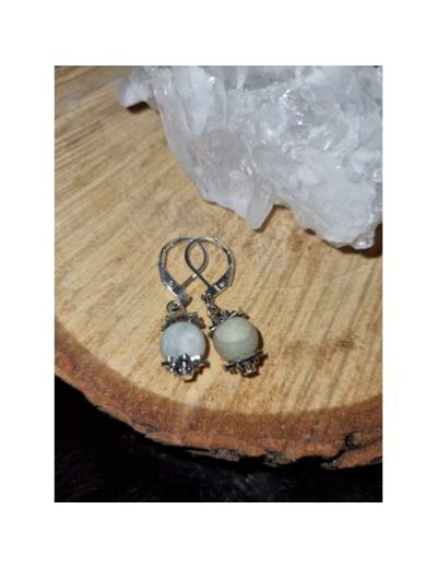 Boucles d'oreilles dormeuses amazonite, fait main