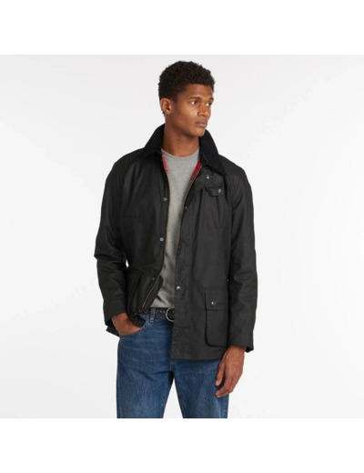 Veste Ashby Barbour noire en coton ciré