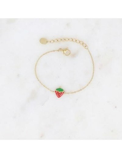 Bracelet enfant fraise émaillée