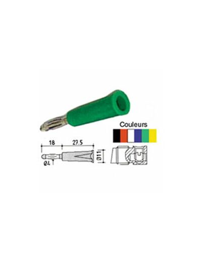 Fiche banane mâle verte Ø4mm avec isolant vissable / Raccord par vis M3