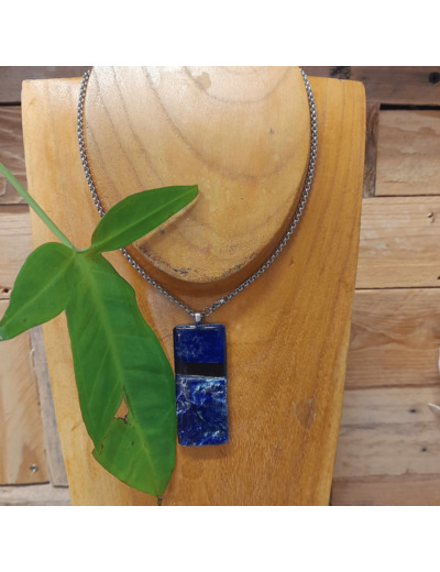 Collier en bois - BLEU - BL601 - C'EST DANS L'AME - Sur le trottoir d'en face