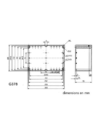 COFFRET ETANCHE EN ABS - GRIS FONCE 265 x 185 x 95mm