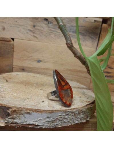 Bague en bois - ROUGE ET ORANGE - TRI01 - C'EST DANS L'AME - Sur le trottoir d'en face