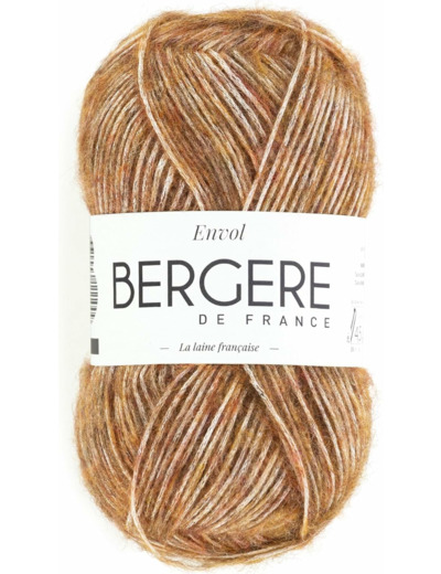 Bergère de France - ENVOL - Pelote de laine à tricoter et cochet (45g) 23% laine - 4,5 mm - Fil fantaisie rond et brillant - Marron (RENARD)