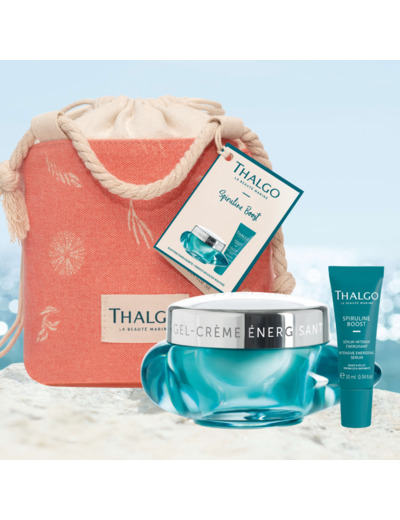 Pochon gel crème énergisant Sérum intensif énergisant Spiruline Boost Thalgo-Algue Marine.