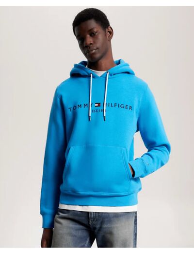 Sweat à capuche Tommy Hilfiger bleu en coton bio