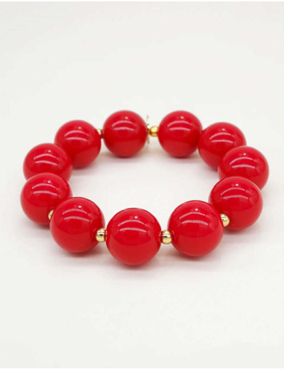 Bichou perles rondes colorées et dorées - Rouge