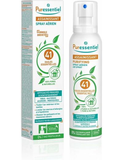 Puressentiel - Spray Aérien Assainissant aux 41 Huiles Essentielles - Efficacité prouvée contre les virus, germes et bactéries - 200ml 200 ml (Lot de 1)
