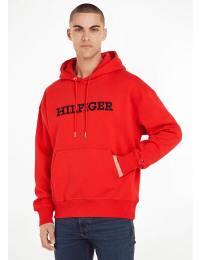 Sweat à capuche Tommy Hilfiger oversize rouge en coton bio