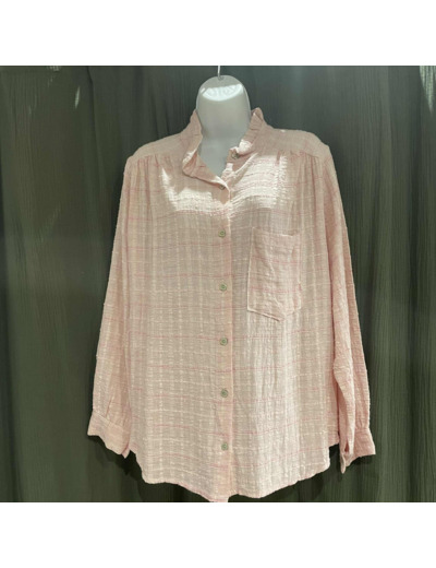 Chemise Femme Rose Pâle | Chemise Confortable Texture Élégante | Look Doux & Chic