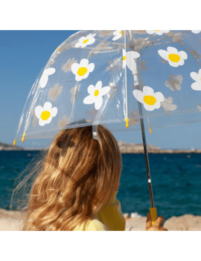 PARAPLUIE FLEURS BLANCHES ADULTE