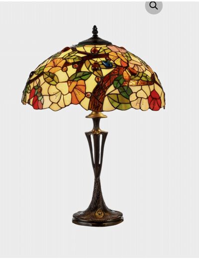 Lampe Tiffany Art Nouveau Ovale - Branches pommier - H 62 cm - De Ryck