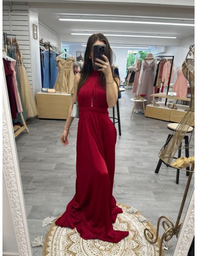 Robe de soirée satiné bordeaux