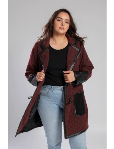 Veste/ manteau bordeaux et noir