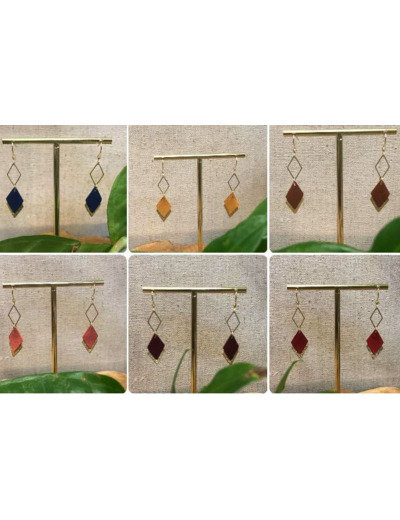 Boucles d'oreilles en Cuir - LOSANGE - BY NAT.M - Sur le trottoir d'en face