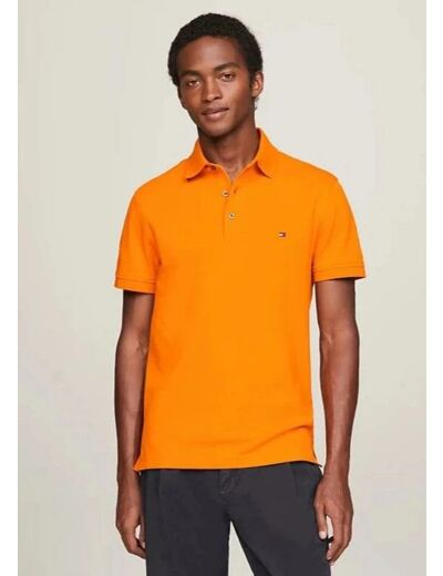 Polo Tommy Hilfiger ajusté orange en coton bio