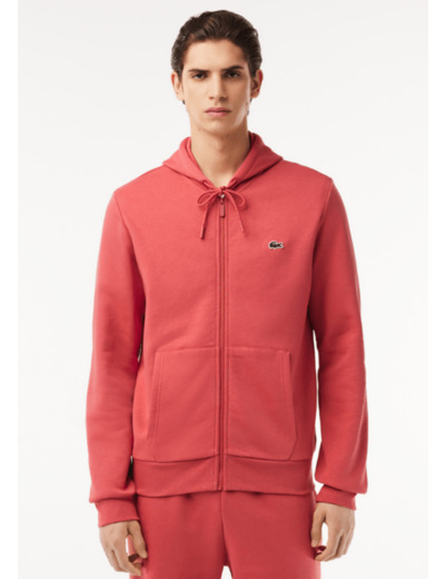 Sweat zippé à capuche Lacoste rouge