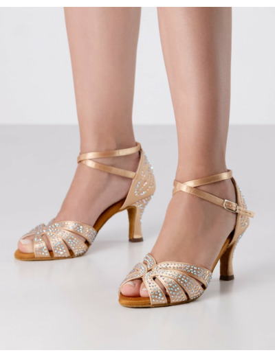 Océane 60 - Chaussures de danse ouvertes en satin avec strass - Anna Kern