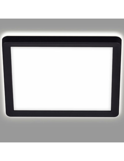 BRILONER - Plafonnier à LED à lumière indirecte, plat, couleur de lumière blanc neutre, lampe à LED, plafonnier à LED, lampe de salon, éclairage de plafond, 19x19x2,8 cm, noir