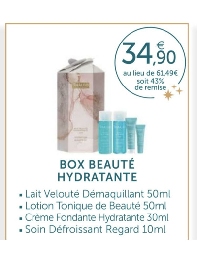 Box beauté hydratante visage Thalgo-Algue Marine.