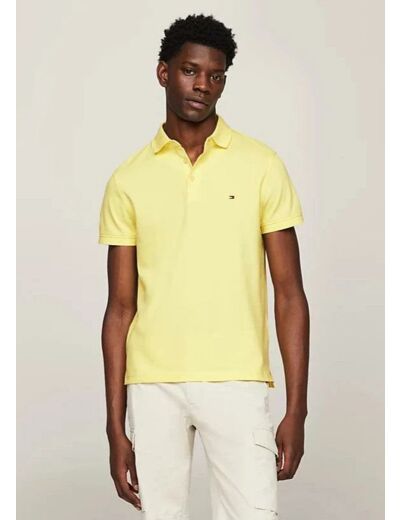 Polo Tommy Hilfiger ajusté jaune en coton bio