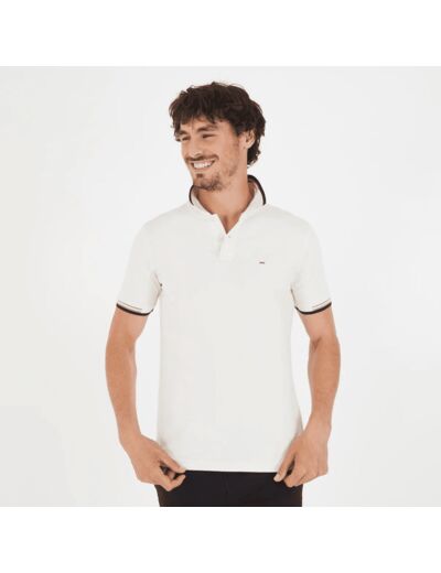 Polo à liserés Eden Park blanc en coton pima