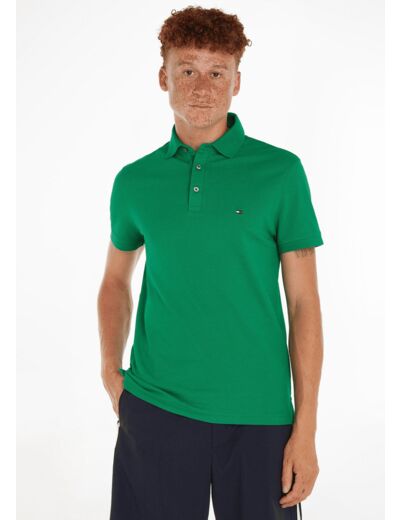 Polo Tommy Hilfiger ajusté vert en coton bio