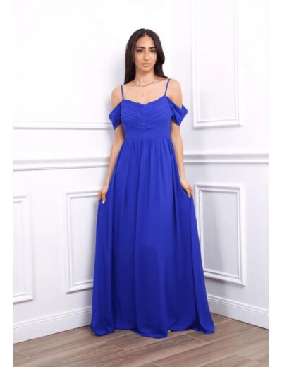 Robe de cérémonie manchette bleue éléctrique