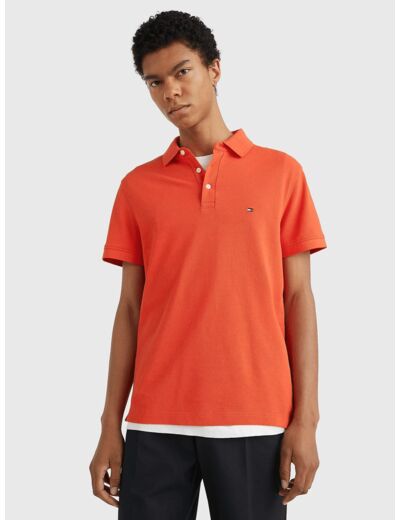 Polo Tommy Hilfiger ajusté orange en coton bio stretch