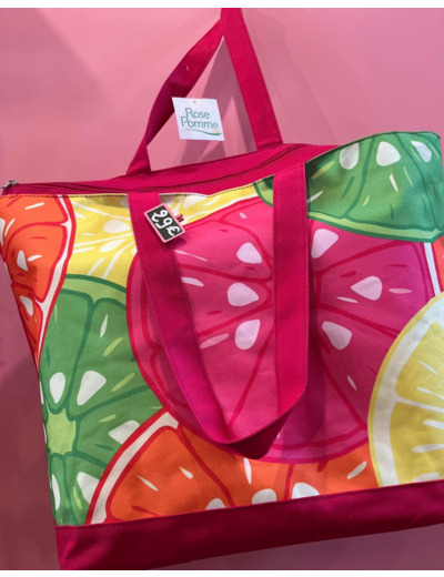 Sac de Plage Fruits - ROSE POMME - Aline Lingerie à Le Cateau