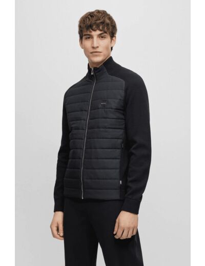 Veste bi-matière BOSS noire en laine