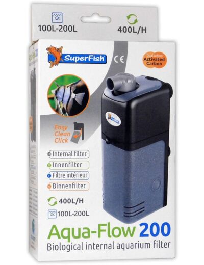 Superfish Aqua Flow 200 Filtre Interne 400 l/h, Noir 1 Unité (Lot de 1)