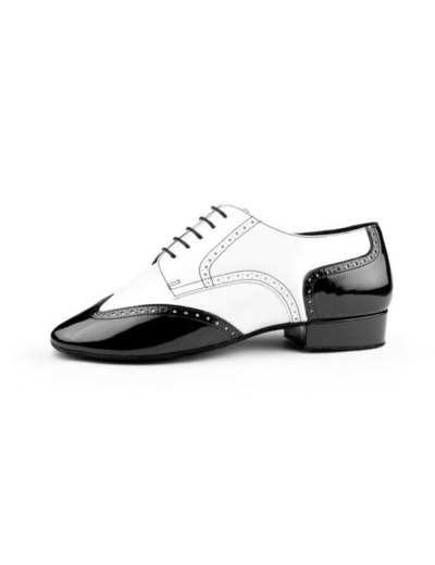 PD042 - Chaussures de tango en vernis noir et blanc - PortDance