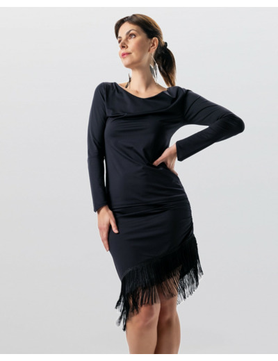 Suki - Haut de danse noire  maches longues et col en V - Werner Kern