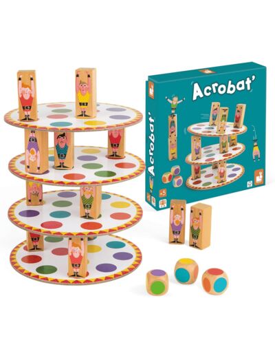 Janod - Acrobat' - Jeu d'adresse et de Stratégie - Jeux de Société Enfant - Concentration et Motricité Fine - 2 Joueurs et Plus - Dès 5 Ans, J02757