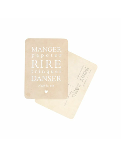 CARTE POSTALE MANGER PAPOTER RIRE