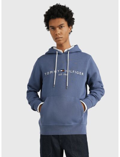 Sweat à capuche Tommy Hilfiger bleu en coton bio